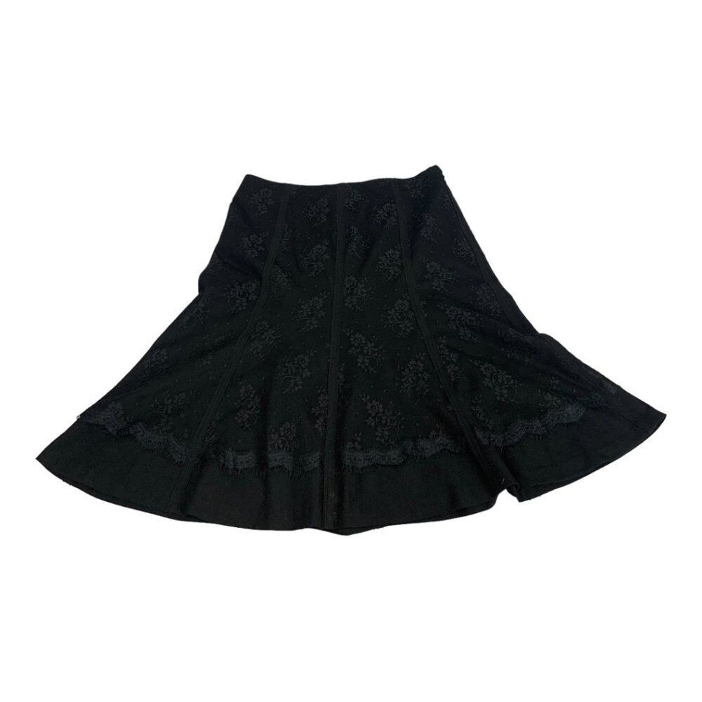Worthington Women&#39;s Black Lace A-Line Skirt Size 8 - $24.07