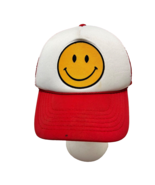 Vintage Foam Mesh Happy Face Truckers Hat Snapback Adjustable Red White ... - £12.21 GBP