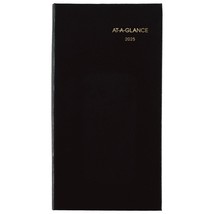 AT-A-GLANCE Fine Diary 2025 Weekly Monthly Diary Pocket Size 3&quot; x 6&quot; Black - $12.86