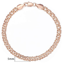 Bracelets for Women Men 585 Rose Gold Copper Curb Cuban Snail Link Chain Bracele - £11.95 GBP