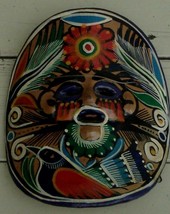 Colorful Vintage Hand Painted Decorative Pottery Mask, Very Good Condition - £15.56 GBP