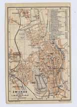 1914 Antique Original City Map Of Zwickau Swikawa Saxony Sachsen / Germany - £20.08 GBP