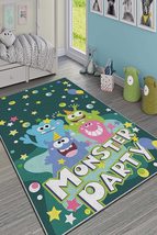 LaModaHome Area Rug Non-Slip - Green Monster Party Soft Machine Washable Bedroom - £25.24 GBP+