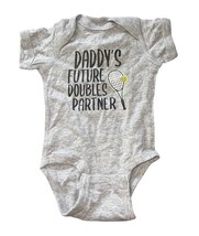 Newborn Baby One Piece 2 Pc Tennis Theme Daddy Doubles Partner Bodysuit image 4