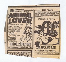 ORIGINAL Vintage 1974 Animal Lover / A Game of Love Newspaper Ad Sheila Stuart - £15.68 GBP