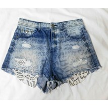 ONLY Jeans Womens Jean Shorts Sz 28 Printed Denim Organic Collection Dis... - £7.76 GBP