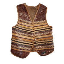 Sharif Limited Edition Leather VEST Medium Brown Textured Fabric Lined  - £15.49 GBP
