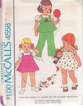 McCALL&#39;S 1975 PATTERN 4558 SIZE 2 TODDLER&#39;S DRESS, JUMPER, TOP, BLOUSE A... - £2.38 GBP