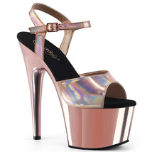 PLEASER Sexy 7&quot; Heel Stripper Chrome Platform Rose Gold Hologram Women Shoes - £56.90 GBP