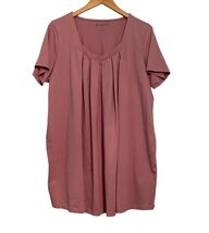 Roamans Tunic Top Women Large Plus Size 18 20 V Neck Pleats Mauve Dusty ... - $14.51