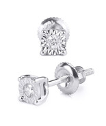 1/20 tcw 10k Solid White Gold Children&#39;s Diamond Stud Earrings For Kids - $2,420.11 MXN