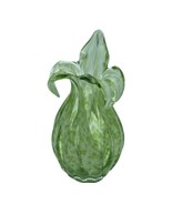 Vintage Art Glass Green White Swirl 9” Tulip Stretched Vase Jack In The ... - £31.06 GBP