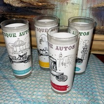 Vintage Set of Four Antique Autos” Glass Coolers - £26.98 GBP