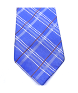 Van Heusen Necktie 100% Silk Tie Blue White Orange Check Plaid Pattern C... - $33.89