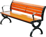 Outdoor Benches Cast Aluminum Preservative Wood 67In(170Cm) Patio Garden... - $517.99