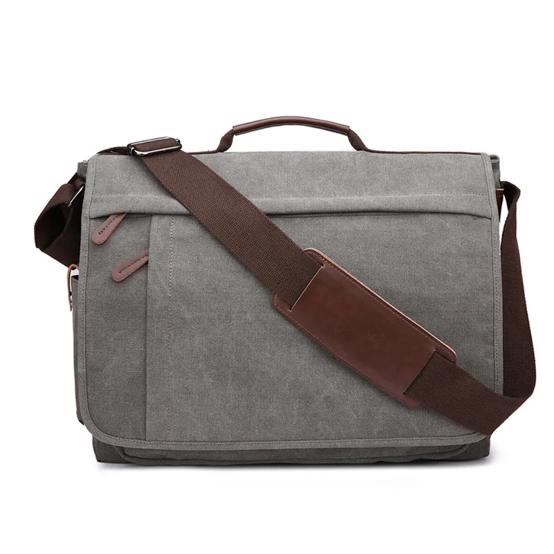 Men Canvas Shoulder Bag Casual Men Retro Zipper Laptop Crossbody Outdoor... - £39.34 GBP