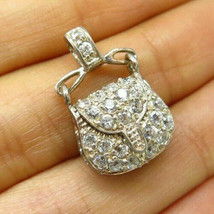 14K White Gold Plated 1.50 Ct Round Simulated Purse Shape Women&#39;s Gift Pendant - £99.43 GBP