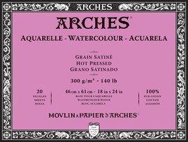 Arches Aquarelle Hot Pressed Watercolor Block 18&quot;X24&quot;- 140lb, 20 Sheets ... - $3,087.64 MXN