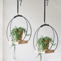 2 Pack Plant Hangers Indoor with Wood Base Hanging Plant Holder for Indo... - £52.13 GBP