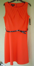 Nwt Agb Pink Orange Career Belted Dress Size 12 $74 - £24.21 GBP