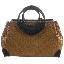 Women Straw Bags Female Bamboo Summer Beach Weave Handbag Lady Handmade Vintage  - £46.19 GBP