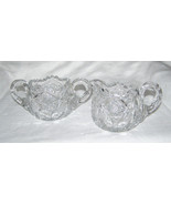 ANTIQUE BRILLIANT CLEAR CUT CRYSTAL CREAMER AND SUGAR BOWL - HOB-STAR PA... - $4.95