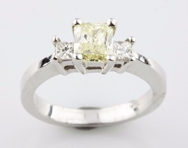 Authenticity Guarantee 
Fancy Light Yellow Radiant Cut 14k White Gold 1.... - £3,604.12 GBP