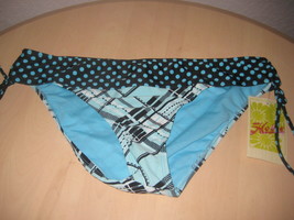 Hobie New Womens Blue Black Cinch Side Hipster Bikini Bottom XL Bathing Suit NWT - £28.85 GBP