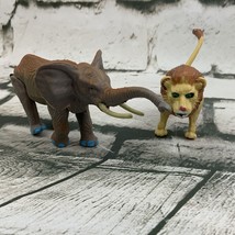 Vintage Poseable Safari Animals Lion Elephant Unbranded - $11.88