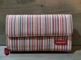 Longaberger Homestead Fabric Wallet Change Purse Bi-Fold Red Green Tan S... - $16.70