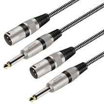 Xlr Male To 1/4 Inch Ts Cables 10 Ft/2Pack, Nylong Braided Xlr 3 Pin Male To Qua - £31.07 GBP