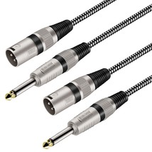 Xlr Male To 1/4 Inch Ts Cables 10 Ft/2Pack, Nylong Braided Xlr 3 Pin Male To Qua - £28.41 GBP