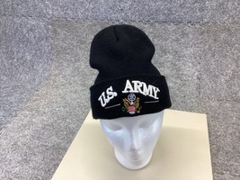 US Army Beanie Hat Mens Sock Cap Black Embroidered Eagle Military - £9.29 GBP