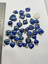 Polished heart shapes Lapis Lazuli pendants 33 PCs with hook from Pakistan - $44.55