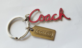 Coach Keychain Pink In Cursive Writing Silver Tone New - £24.63 GBP