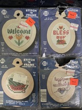 NMI Set of 4 Stitch &#39;n Frame WELCOME WATERMELON BLESS HOME HAPPINESS NEE... - £7.99 GBP