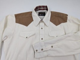 Panhandle Slim Vintage Corduroy Western Cowboy Shirt Yoke White USA Men ... - £30.38 GBP