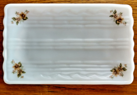 Vintage Chang Hee Milk Glass Vanity Tray Dish Bamboo Korea - £22.82 GBP