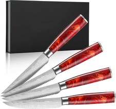 Red Steak Knives Set of 4, Steak Knife Set (Red) - £15.42 GBP