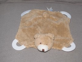 Pottery Barn Kids Tan Brown Teddy Bear Chamois Security Blanket Teether Baby Toy - £21.80 GBP