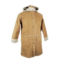 Jacadi Faux Suede Shearling Fleece Lined Jacket Coat Women&#39;s 12 Hood Embroidered - £15.62 GBP