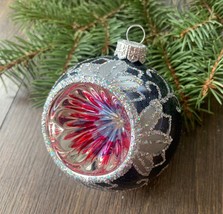 Handmade indent glass ornament, Christmas gift, Blown Glass Christmas decoration - £13.85 GBP