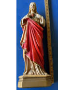 ✝️ VINTAGE SACRED HEART OF JESUS RELIGIOUS STATUE CHALKWARE 17 inches - $199.16 CAD