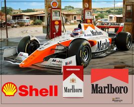 VTG 90s Marlboro Race Car Poster 16x20 Drawing Print by Jaye Metcalfe  - $48.51