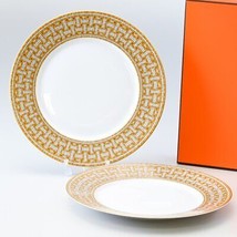 Hermes Mosaique au 24 Dinner Plate 27.5 cm Set of 2 gold porcelain dinnerware - £515.65 GBP