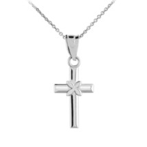 925 Sterling Silver Four Leaf Clover Cross Charm Pendant Necklace 16&quot;-22&quot; - £19.98 GBP+