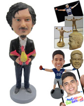 Personalized Bobblehead Man Wearing Fashionable Suit With Casual Front-Flat Pant - £72.74 GBP