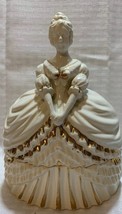 Vintage Porcelain Southern bell Trinket box made in Japan.  Gold Castle 8&quot; Tall - £18.41 GBP