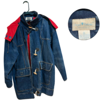 Sergio Valente Denim Toggle Jacket, Size 13, Blue with Red Lining, Hoode... - $33.66
