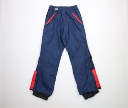 Vintage 80s Streetwear Womens Large Wide Leg Waterproof Rain Pants Navy Blue - £34.95 GBP